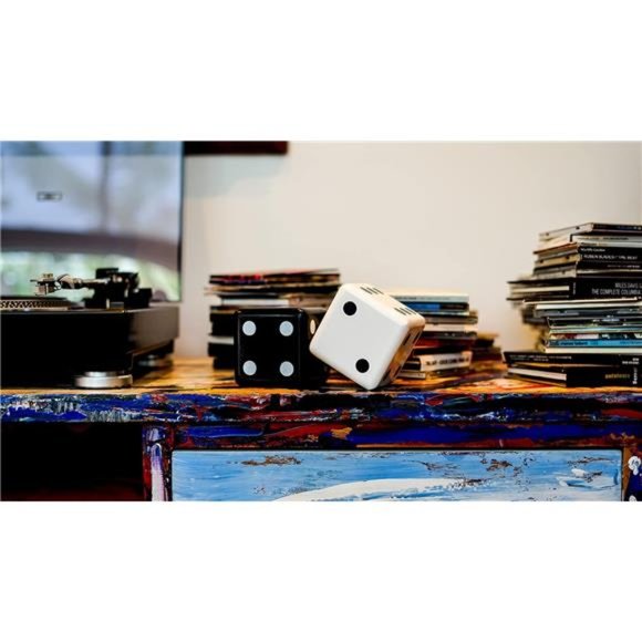 Jumbo Dice Decor, Set of 2, Natural Wood Decorations with Black and White Colors - Picture 6 of 6